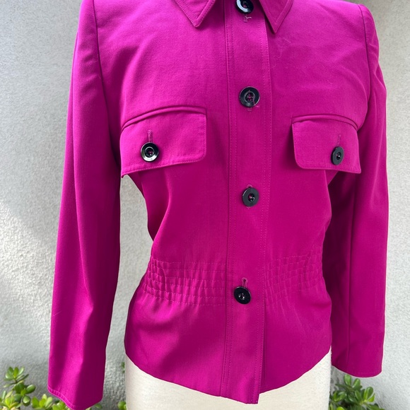 Vintage 80s fuchsia pink wool blazer jacket by Valentino Miss V Sz 38 4 - Picture 6 of 11